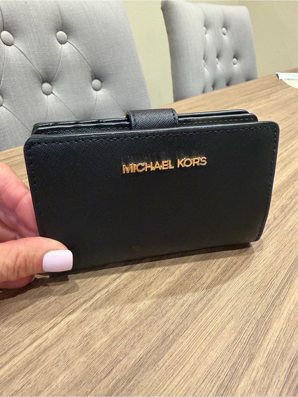 Michael Kors Black Saffiano Leather Medium Bifold Wallet